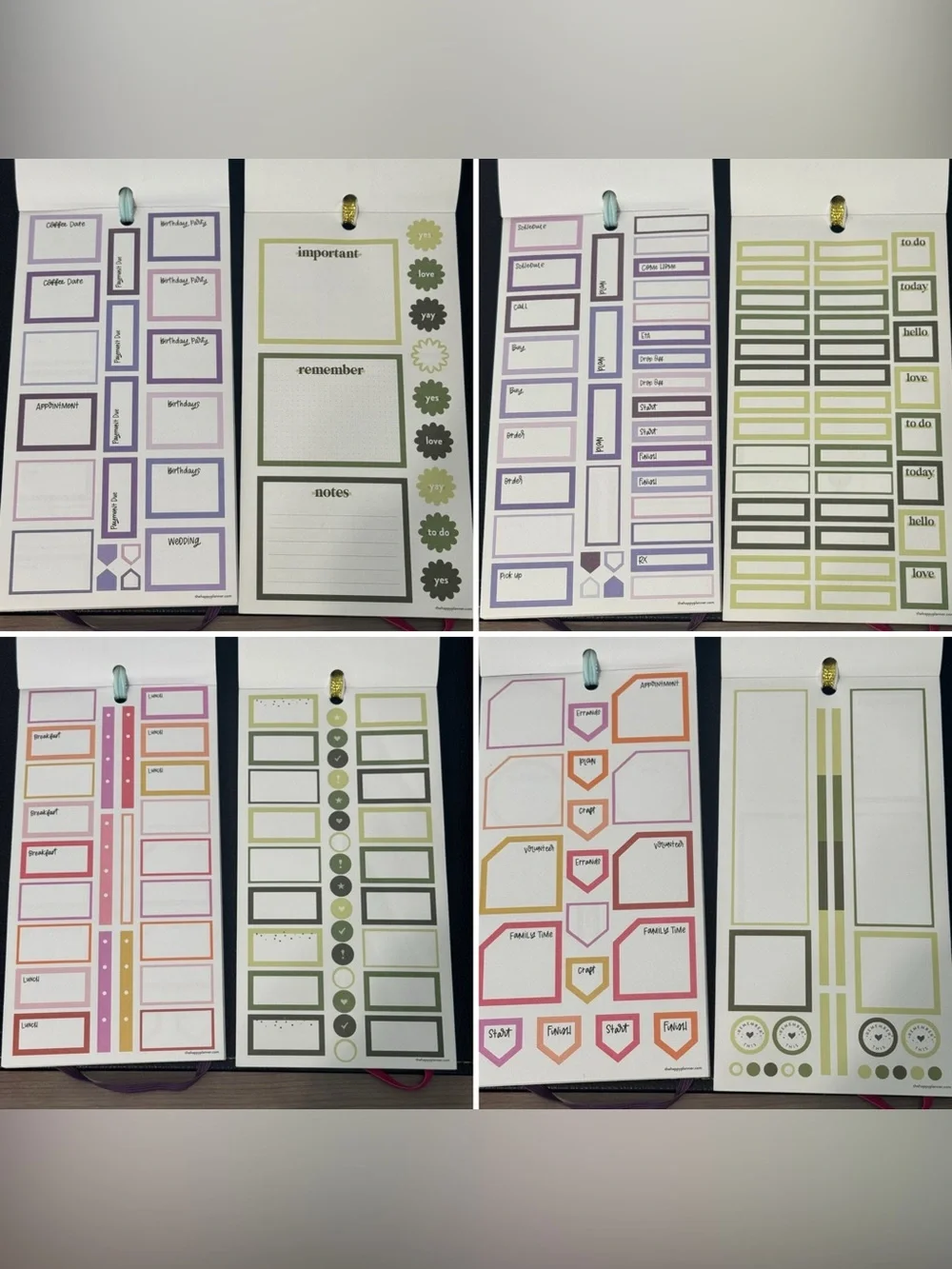 The Happy Planner Jewel Tone & Handwritten Colored Box Sticker Pack - Multicolor